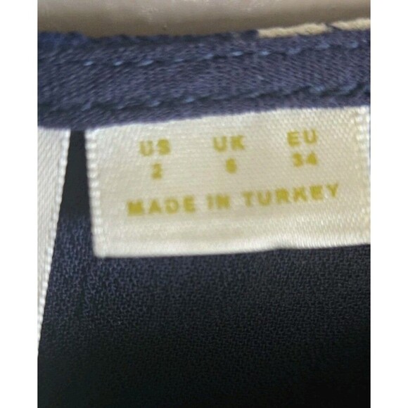 Maeve Anthropologie Top Women 2 Blue Cold Shoulder Sheer Ruffle Floral Mettalic - Picture 4 of 10